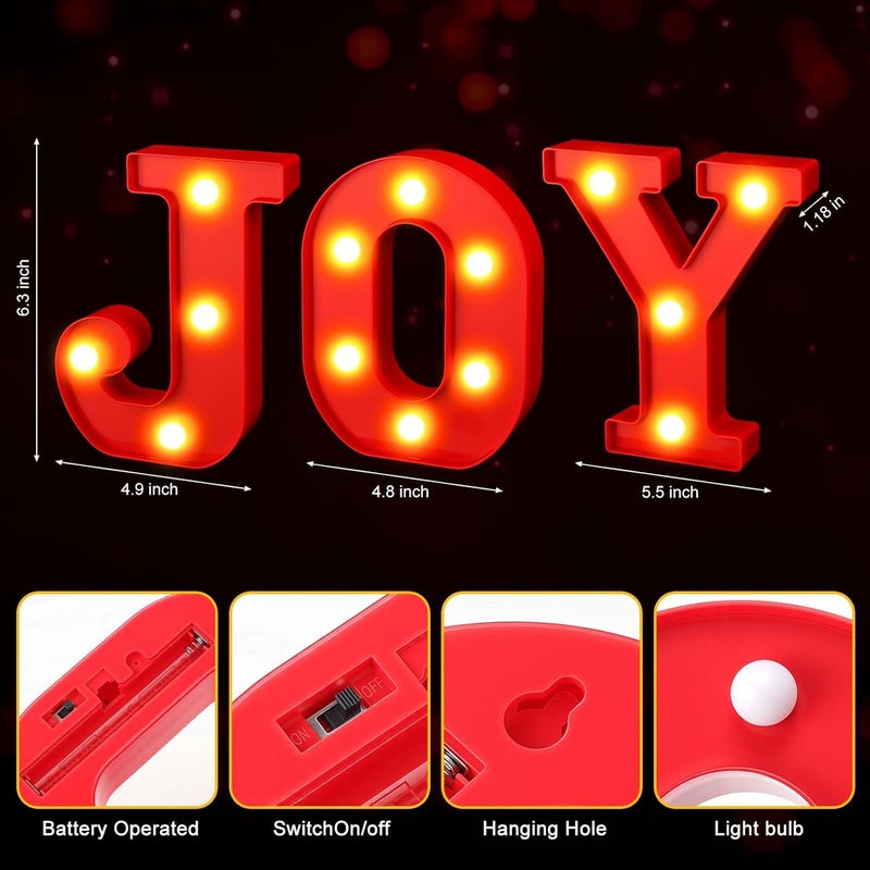 gobutend JOY Christmas Light Up Letter Table Decorations, LED Marquee Lights Sign for Indoor Outdoor Home Bedroom Fireplace Bar Xmas Party Decor - Image 2